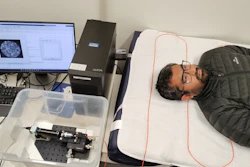 Tiny optical fibre sensors are attached to the upper surface of a hospital mattress to detect movement.