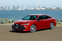 This photo provided by Toyota shows the 2022 Toyota Avalon, a large, comfortable sedan that gets up to 44 mpg in mixed driving, depending on the trim level.