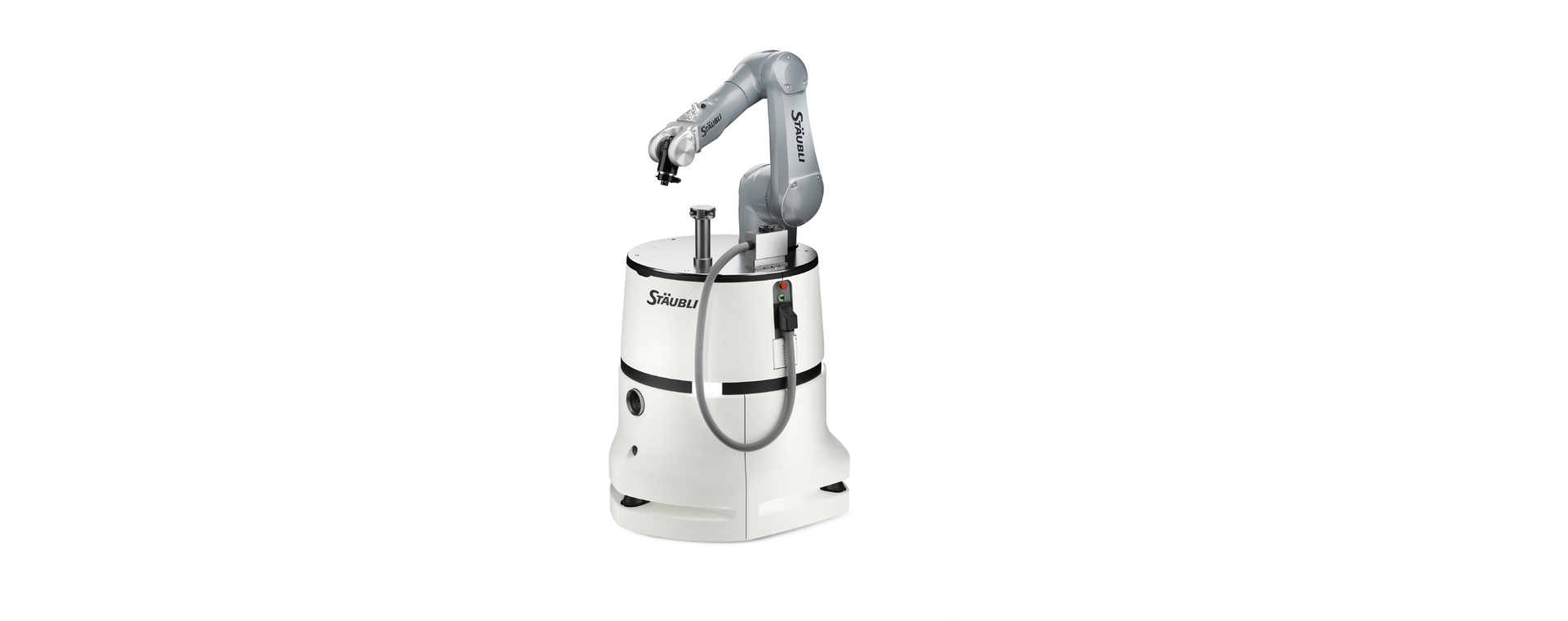 St&auml;ubli will demonstrate its machine tending technologies using a stationary TX2-60 HE (Humid Environment) robot, capable of washing parts and tools, working in tandem with a HelMo mobile robot.