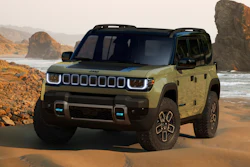 This photo provided by Stellantis shows the new, all-electric Jeep Recon. Jeep will start selling two fully electric SUVs in North America and another one in Europe over the next two years. The new EVs, Jeep's first, are part of the Stellantis brand's plans to convert half of its U.S. sales and all of its European sales to battery-electric vehicles by 2030.