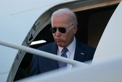 President Joe Biden steps from Air Force One as he and first lady Jill Biden arrive at Delaware Air National Guard Base in New Castle, Del., Tuesday, Sept. 13, 2022, to travel to Wilmington, Del.