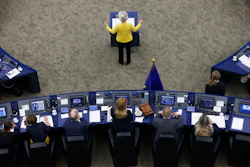 Dressed in the colors of Ukraine, European Union Commission Chief Ursula von der Leyen delivers her State of the European Union address, Wednesday, Sept. 14, 2022 at the European Parliament in Strasbourg, eastern France.