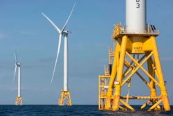 Offshore wind turbines stand near Block Island, R.I. on Aug. 15, 2016. The Biden administration says it will hold its first offshore wind auction next month. It's offering nearly 500,000 acres off the coast of New York and New Jersey for wind energy projects that could produce enough electricity to power nearly 2 million homes.