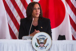 U.S. Vice President Kamala Harris hosts a roundtable discussion with Japanese business executives from companies in the semiconductor industry, at the Chief Mission Residence in Tokyo Wednesday, Sept. 28, 2022.