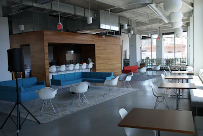 The employee lounge at the new Formlabs regional headquarters in Milwaukee.