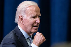 President Joe Biden reacts as he departs after speaking at a Democratic National Committee event at the Gaylord National Resort and Convention Center, Thursday, Sept. 8, 2022, in Oxon Hill, Md.
