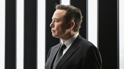 Elon Musk, Tesla CEO, attends the opening of the Tesla factory Berlin Brandenburg in Gruenheide, Germany, March 22, 2022.