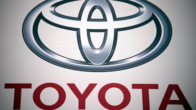 A logo of Toyota Motor Corp. at a dealer Wednesday, May 11, 2022, in Tokyo.