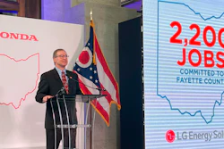 Bob Nelson, executive vice-president of American Honda Motors, Co., Inc., announces the automaker’s plans for a $3.5 billion joint-venture battery factory and investing over $700 million in electric vehicle manufacturing in rural southern Ohio during a news conference at the Ohio Statehouse in Columbus, Ohio, on Tuesday, Oct. 11, 2022.