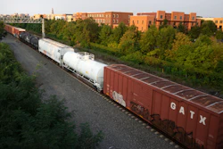 A CSX freight train travels through Alexandria, Va., Sept. 15, 2022.
