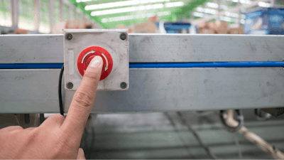 Hand Pushing Emergency Stop