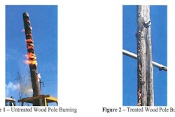 Sun Fire Defense Test Treated And Untreated Pole Pic