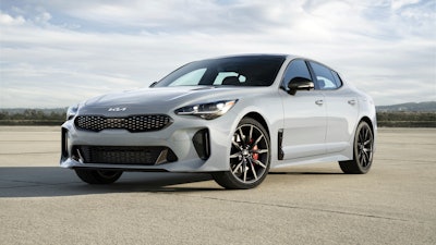 This photo provided by Kia shows the 2022 Kia Stinger, a sporty hatchback sedan with an available 368-horsepower turbo V6 engine.