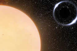 This illustration provided by NOIRLab in November 2022 depicts the closest black hole to Earth and its Sun-like companion star.