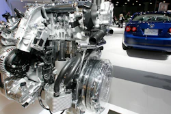 A Volkswagen Jetta TDI diesel engine is displayed at the Los Angeles Auto Show, Nov. 20, 2008.
