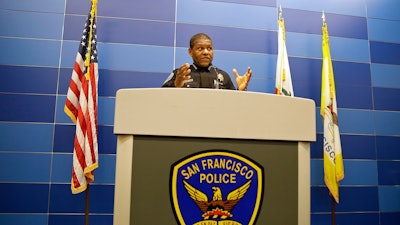 San Francisco Police Chief Bill Scott answers questions during a news conference in San Francisco, on May 21, 2019.