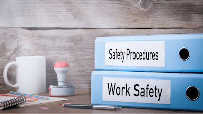 Work Safety And Safety Procedures Two Binders On Desk In The Office Business Background 646371110 3916x2549