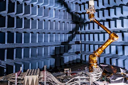 Flight manipulator arm, part of the RSGS robotic payload, in electromagnetic test.