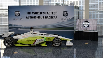 The world's fastest autonomous racecar, the IAC's Dallara AV-21, at the 2022 LA Auto Show.