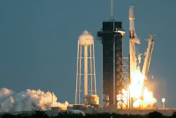 A SpaceX Falcon 9 rocket, with a payload of 40 satellites for OneWeb broadband communications, lifts off from pad 39A at the Kennedy Space Center in Cape Canaveral, Fla., Thursday, Dec. 8, 2022.