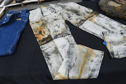 A pair of work pants, possibly made by or for Levi Strauss, from the S.S. Central America are seen in a warehouse in Sparks, Nev., on May 4, 2022.
