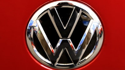 This Thursday, Feb. 14, 2019, file photo, shows the Volkswagen logo on an automobile at the 2019 Pittsburgh International Auto Show in Pittsburgh. Volkswagen is recalling nearly 42,000 Beetles in the U.S. and Canada, Friday, Dec. 30, 2022, because they have potentially dangerous Takata air bag inflators. The recall covers Beetles from the 2015 and 2016 model years.