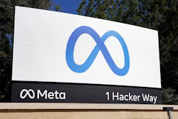 Facebook's Meta logo sign is seen at the company headquarters in Menlo Park, Calif. on Oct. 28, 2021. Federal regulators open their campaign to block Facebook parent Meta’s acquisition of virtual-reality company Within Unlimited and its fitness app Supernatural, with opening arguments beginning Thursday, Dec. 8, 2022, in San Jose, California.