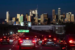 Traffic moves along the 110 Freeway in Los Angeles on Nov. 22, 2022. Fuel economy for 2021 model year vehicles in the U.S. stayed flat with 2020, as people continued to buy less-efficient trucks and SUVs, according to an annual government report published Monday, Dec. 12, 2022.