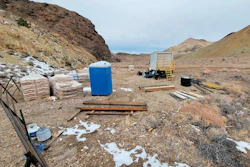 In this photo provided by the Center for Biological Diversity, is a laydown area for drilling operations within Tiehm's buckwheat critical habitat in Esmeralda County, Nev., Dec. 26, 2022.