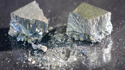 Refined tellurium is displayed at the Rio Tinto Kennecott refinery, May 11, 2022, in Magna, Utah.
