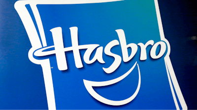 The Hasbro logo is seen on April 26, 2018, in New York. Toymaker Hasbro said Thursday, Jan. 26, 2023, that it is cutting about 1,000 jobs as part of moves announced last year to save up to $300 million annually by 2025.