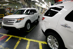 Plant employees drive 2011 Ford Explorer vehicles off the assembly line at Ford's Chicago Assembly Plant in Chicago, Dec. 1, 2010. The U.S. government's road safety agency has closed a more than six-year investigation into Ford Explorer exhaust odors, determining that the SUVs don't emit high levels of carbon monoxide and don't need to be recalled.