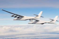 Stratolaunch's Roc launch platform carries the Talon-A separation test vehicle during its second captive carry flight on Jan. 13, 2023.