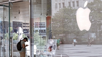 This Wednesday, July 24, 2019 photo shows an Apple Store in Chicago is seen. Apple reports financial earnings on Thursday, Feb. 2, 2023.