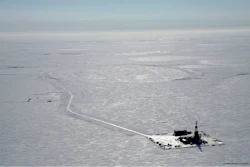This 2019 aerial photo provided by ConocoPhillips shows an exploratory drilling camp at the proposed site of the Willow oil project on Alaska's North Slope.
