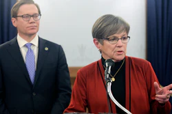 Kansas Gov. Laura Kelly discusses plans by Integra Technologies, of Wichita, Kansas, to build a new, $1.8 billion semiconductor factory, during a news conference, Thursday, Feb. 2, 2023, at the Statehouse in Topeka, Kan.