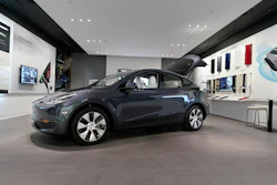 A Tesla Model Y Long Range is displayed on Feb. 24, 2021, at the Tesla Gallery in Troy, Mich.