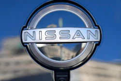 A Nissan logo is seen on a car at its showroom in Tokyo, Feb. 21, 2023. Nissan is recalling more than 809,000 small SUVs in the U.S. and Canada, Tuesday, Feb. 28, because a key problem can cause the ignition to shut off while they’re being driven. The recall covers Rogues from the 2014 through 2020 model years, as well as Rogue Sports from 2017 through 2022.