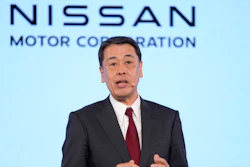 Nissan Chief Executive Makoto Uchida speaks during a Renault Nissan Mitsubishi press conference in London, Monday, Feb. 6, 2023.