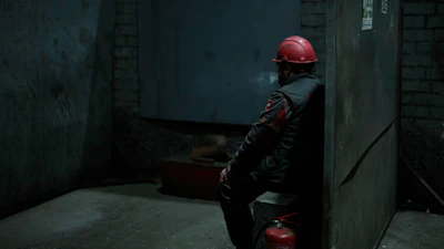 A worker takes a pause at the Zaporizhstal steel plant, in Zaporizhia, Ukraine, Wednesday, March 1, 2023.