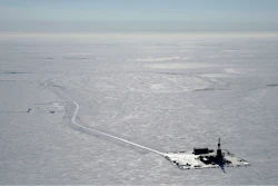 This 2019 aerial photo provided by ConocoPhillips shows an exploratory drilling camp at the proposed site of the Willow oil project on Alaska's North Slope.