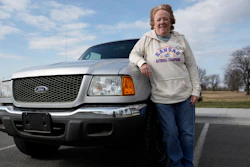 Carol Rice stands with her recently-purchased 2003 Ford Ranger Wednesday, March 15, 2023, in Shawnee, Kan.