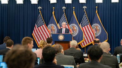 Federal Reserve Chair Jerome Powell during a news conference at the Federal Reserve Board in Washington, Feb. 1, 2023.