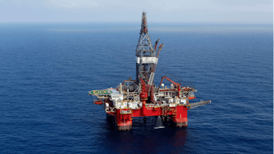 The Centenario deep-water drilling platform off the coast of Veracruz, Mexico, in the Gulf of Mexico, is pictured on Nov. 22, 2013.