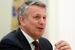 CEO of Royal Dutch Shell Ben van Beurden speaks at a meeting with Russian President Vladimir Putin in Moscow, Russia, Wednesday, June 21, 2017. Shell paid outgoing Chief Executive Ben van Beurden a total of 9.7 million pounds ($11.5 million) in 2022 as the London-based fossil fuel company's profits doubled to a record high of $40 billion in 2022 on soaring oil and gas prices.