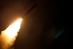 In this image provided by the U.S. Navy, the guided-missile destroyer USS Laboon (DDG 58) fires a Tomahawk land attack missile on April 14, 2018, as part of the military response to Syria's use of chemical weapons on April 7.