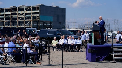 President Joe Biden speaks about climate change and clean energy at Brayton Power Station, July 20, 2022, in Somerset, Mass.