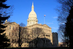 The state Capitol building stands on Dec. 12, 2012, in Lansing, Mich. A Michigan Senate committee gave final legislative approval Thursday, April 20, 2023, to allocate $175 million in state funds to a factory planned by Chinese manufacturer Gotion in northern Michigan that proponents say will create thousands of jobs and be a boon for the local economy.
