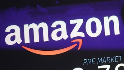 The price of Amazon stock on a screen at the Nasdaq MarketSite, New York, Dec. 20, 2017.