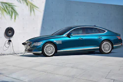 This photo provided by Hyundai shows the 2023 Genesis G80 Electrified, a midsize luxury sedan with an EPA-estimated range of 282 miles.